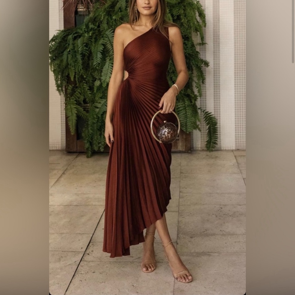 A.L.C Delfina pleated dress - brown - size 6
